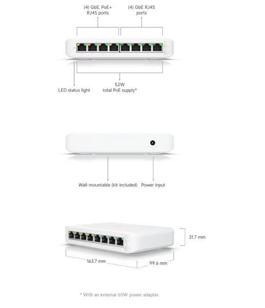 Ubiquiti UniFi Switch Lite - 8 poort 52W PoE - Afbeelding 2